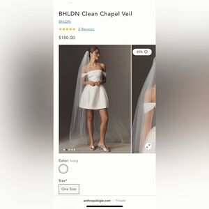 Watters White Off-Shoulder Wedding Dress with Long Veil